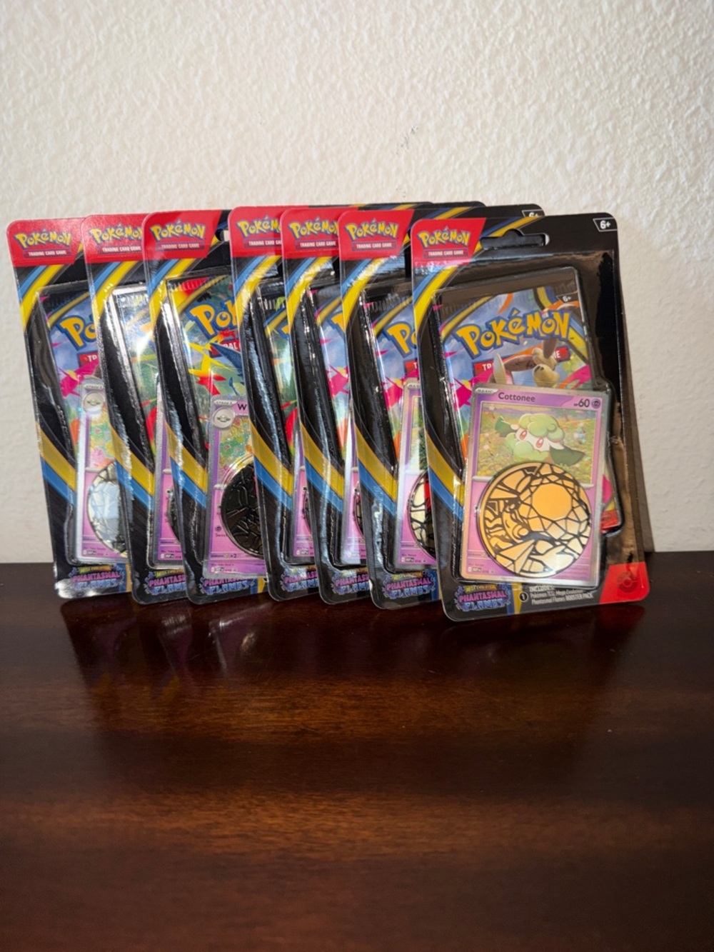 Pokemon TCG phantasmal flames blister packs with coin bundle of 7